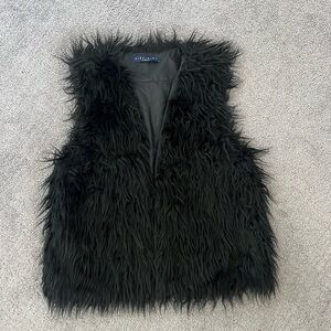 Alex + Alex Black Faux Fur Vest Jacket